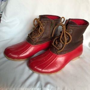 Red Sperry Duck Boots
